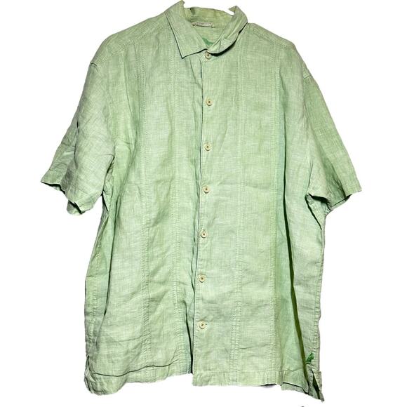 Tommy Bahama 100% Linen Shirt Short Sleeve Relax Fit Collar Button Down Green XL - Picture 1 of 4